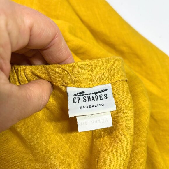 CP Shades Size M Yellow Maxi Skirt LInen Bias-Cut Pull-On Pockets - Picture 2 of 10